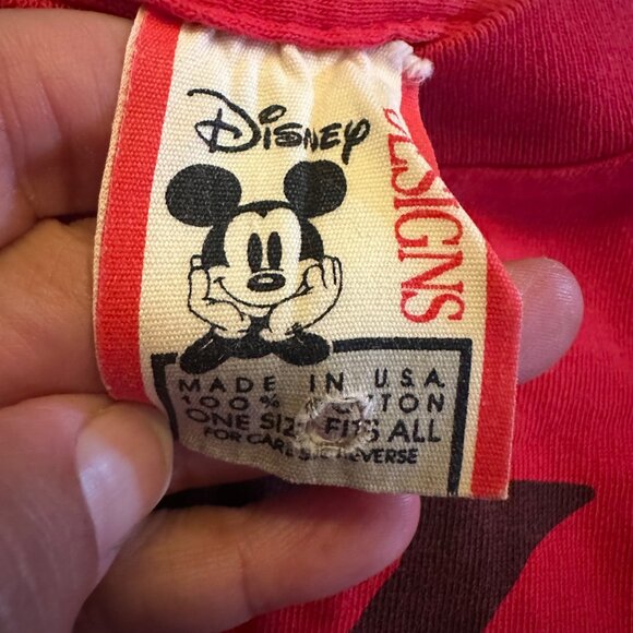 Vintage Disney Mickey Mouse Red Oversized T-Shirt One Size Fits All 100% Cotton - Picture 4 of 11